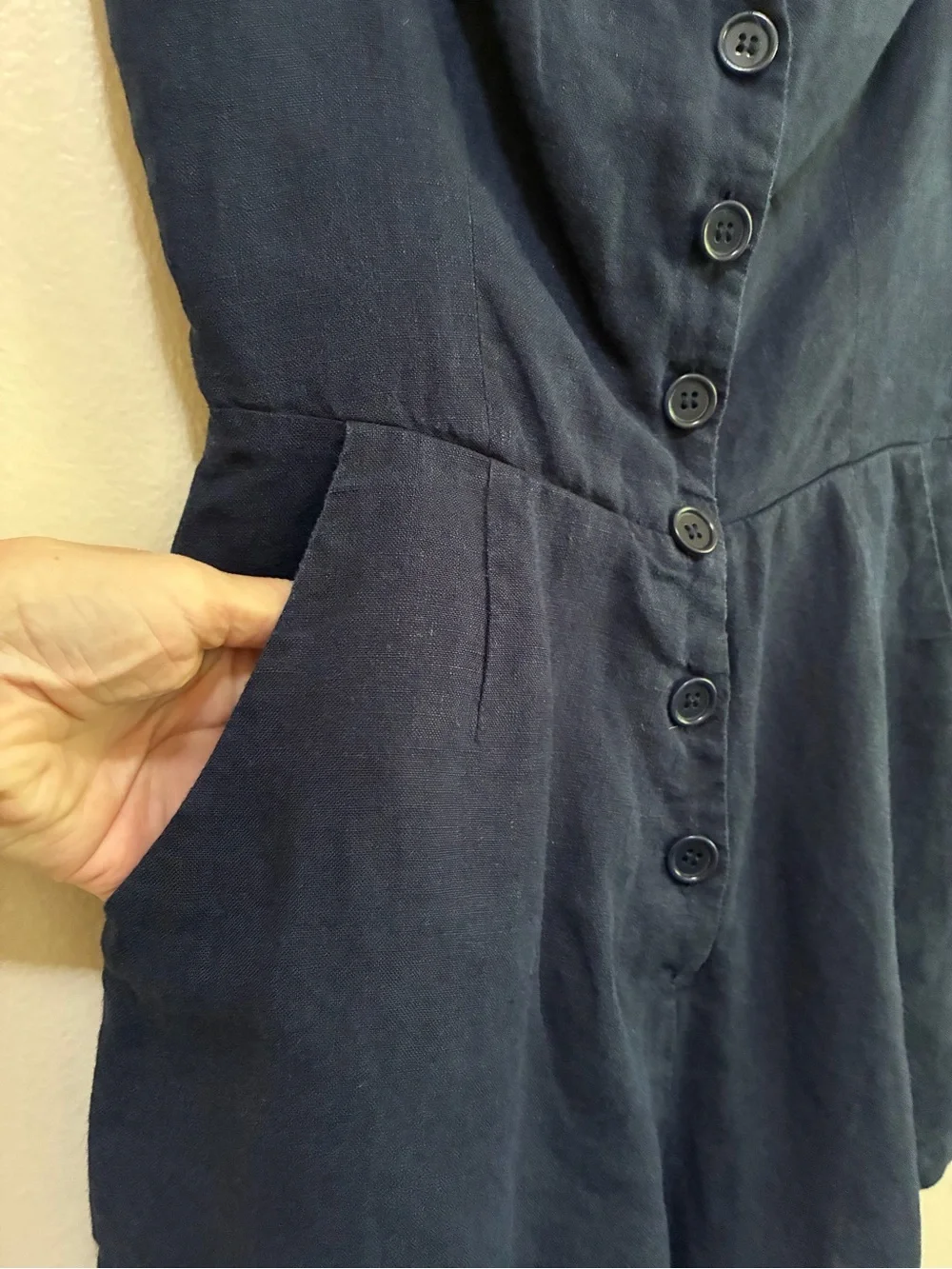 Reformation Navy Blue Linen Blanca Romper size 2